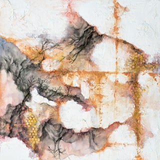 Cultural Erasure II by Cindy Shih | Mixed Media Abstract landscape with textures and muted colors. For Sale