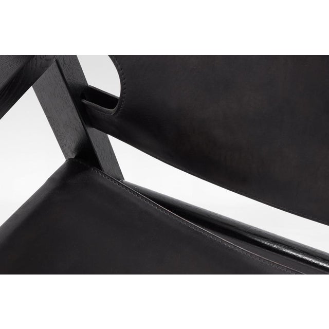 Spanish Chair in Black Leather by Børge Mogensen for Fredericia Stolefabrik, 1960s For Sale - Image 5 of 7