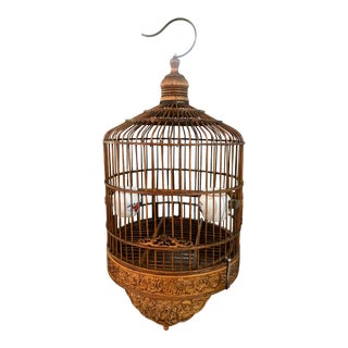 20th Century, Chinese Carved Bamboo Bird Cage For Sale