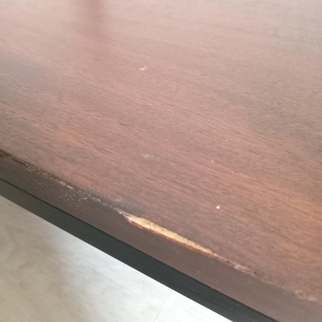 Vintage Coffee Table in Glass and Teak with Black Metal Frame by George Friedman, 1960s For Sale - Image 9 of 10