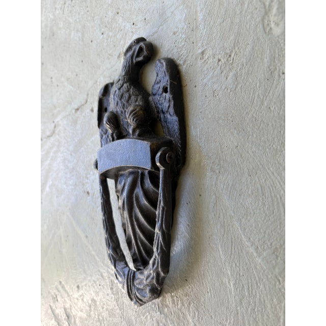 Antique Cast Iron Eagle Door Knocker With Shield & Laurel Motif For Sale - Image 4 of 5