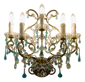 Vintage Five-Light Florentine Wall Lamp in Wrought Iron, 1970s