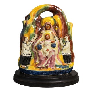 Spanish Majolica Sculpture Depicting the Black Madonna and Child, 1950s For Sale