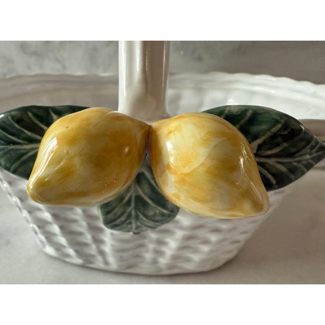 Late 20th Century Vintage Portuguese Woven Ceramic Basket With Lemon Details For Sale - Image 5 of 10