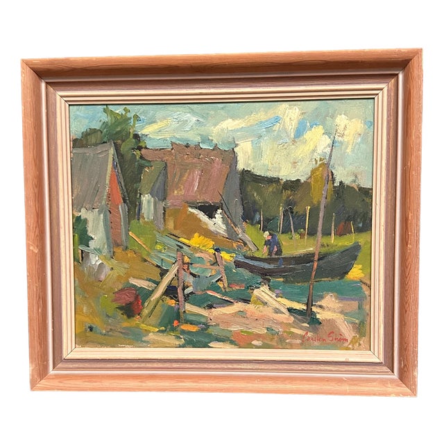 Carl‑axel Schwieler, Vid Knabäck, Skåne, 1950s, Oil Painting on Panel, Framed For Sale