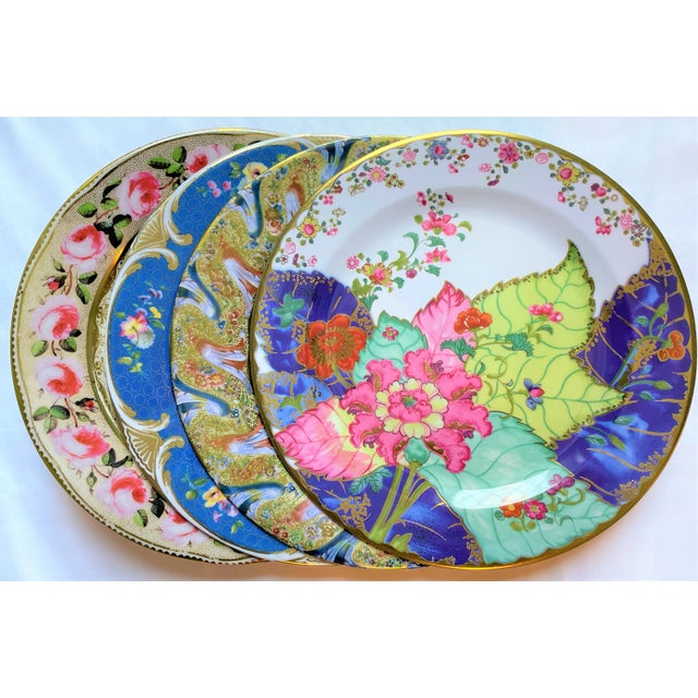 Mismatched Enameled Tin English Plates- Set of 4 For Sale In Houston - Image 6 of 9