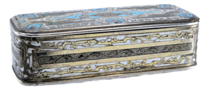 Silver Snuff Box with Blue Enamelled Applications and Gold Interior