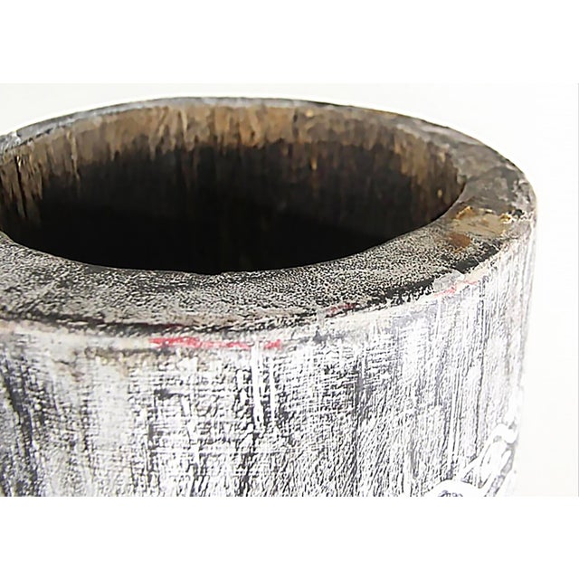 Organic Coastal Carved Palm Tree Trunk Pedestal Planter For Sale In Miami - Image 6 of 9