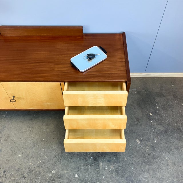 Small Hallway Lowboard Chest of Drawers in Figured Maple, 1960s For Sale - Image 10 of 13