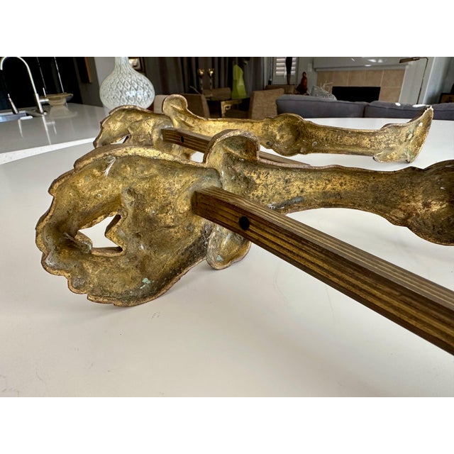 Large Pair Antique French Gilt Bronze Curtain Tie Back Brackets For Sale - Image 11 of 16