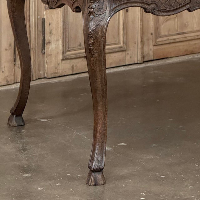 Wood Antique Liegeois Regence Style Carved Oak Parquet Draw Leaf Dining Table For Sale - Image 7 of 18