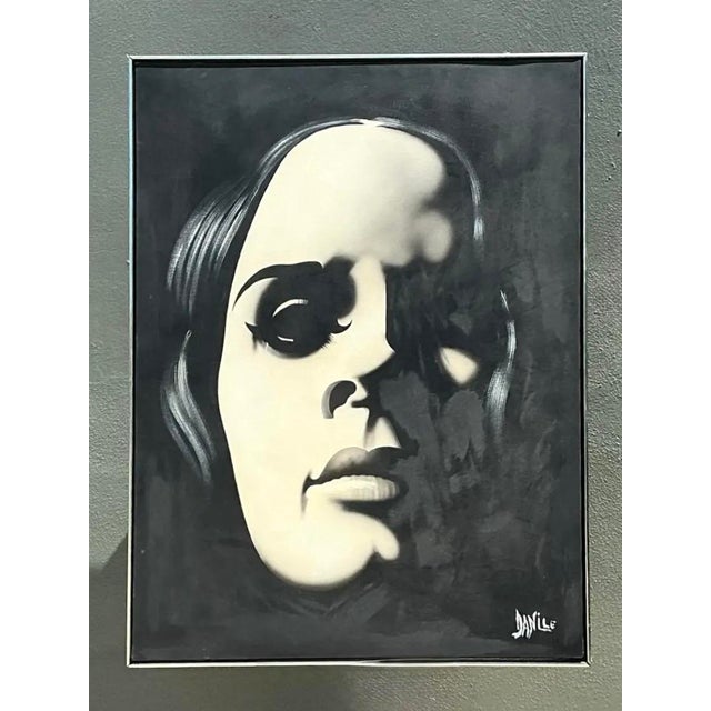 Vintage Monumental Original Oil Portrait on Canvas For Sale - Image 11 of 12