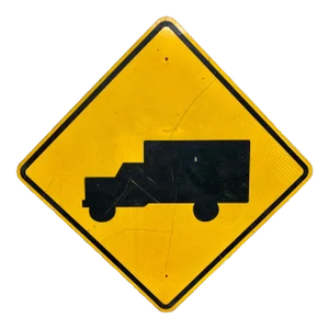 Vintage Reflective Truck Road Sign