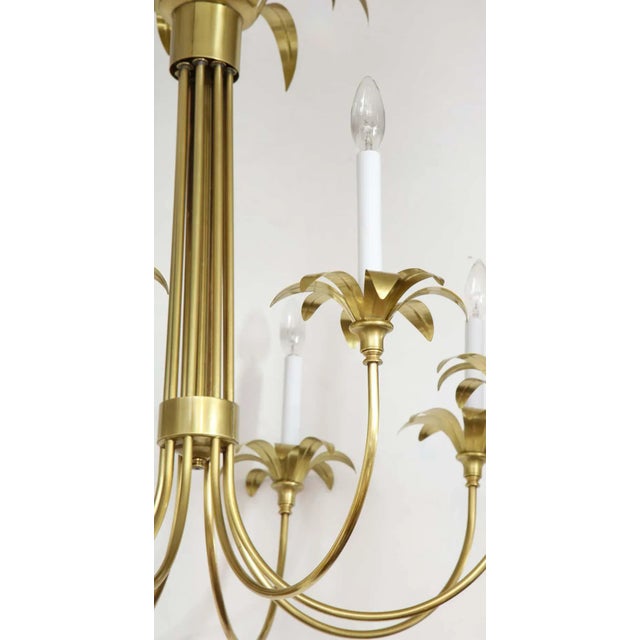 1950s Eight-Arm Italian Solid Brass Flower Chandelier For Sale - Image 9 of 13