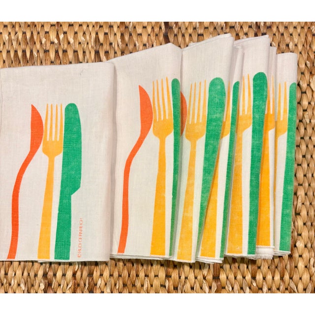 1970s "Dining In" Rudi Gernriech Cloth Dinner Napkins - Set of 7 For Sale - Image 9 of 9