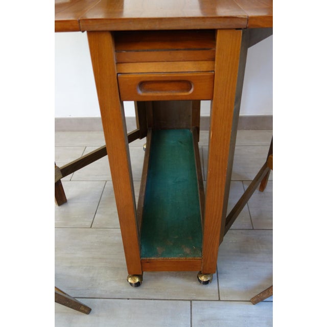 Drop-Leaf Table and Folding Chairs, 1960s, Set of 5 For Sale - Image 11 of 18