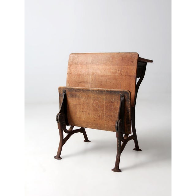 Brown Antique American Seating Co School Desk For Sale - Image 8 of 13