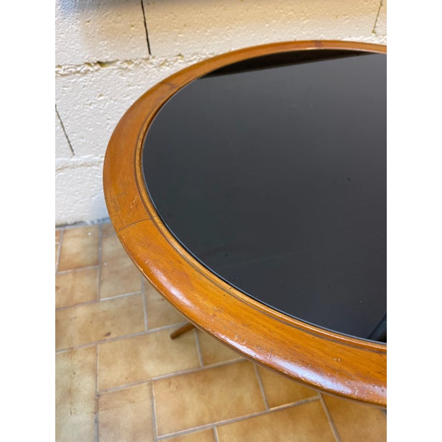 Cesare Lacca Italian Mid Century Wood and Opaline Glass Coffee Table. Italy, 1950s For Sale - Image 4 of 11