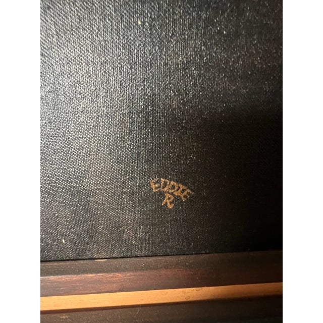 Vintage Mid Century Nude French Women Canvas Framed Oil Painting Signed Eddie R 1970s For Sale - Image 9 of 11