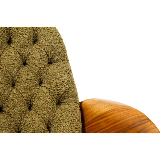 Vintage Mid Century Plycraft Walnut George Mulhauser Lounge Chair— Mrs. Chair — Olive Bouclé For Sale - Image 10 of 13