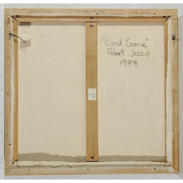 1980s Robert Jessup Card Game Oil Painting For Sale - Image 4 of 5