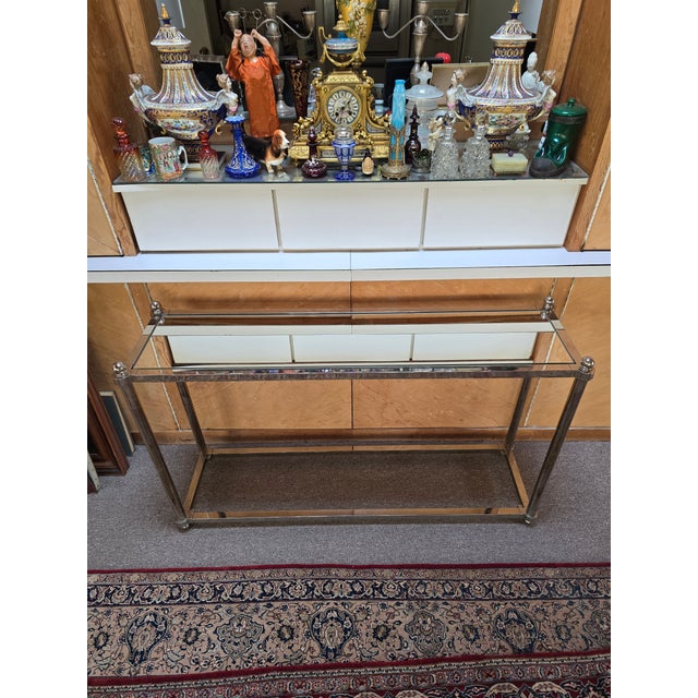 1970s Mid Century Modern Milo Baughman Style Chrome Console Table For Sale In Boston - Image 6 of 7