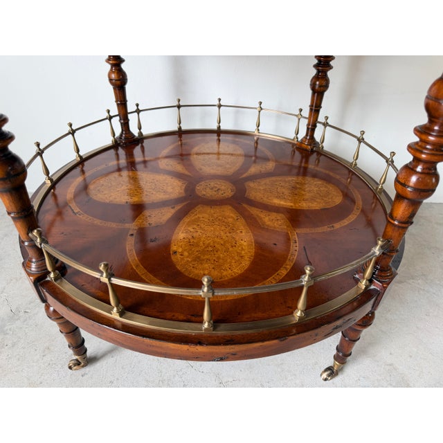 Vintage Theodore Alexander Regency Style Two Tier Accent Table With Brass For Sale - Image 9 of 12