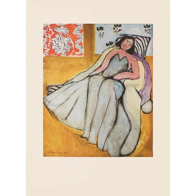 An excellent First Edition period offset lithograph, print, after painting "Jeune Femme À La Pelisse" (Young Woman in the...