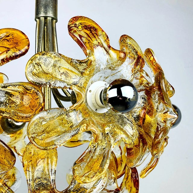 Glass Mid-Century Amber Murano Glass Chandelier from Mazzega, Italy, 1970s For Sale - Image 7 of 13