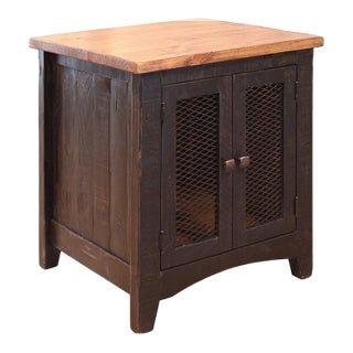 Greenview Two Door End Table - Distressed Black For Sale