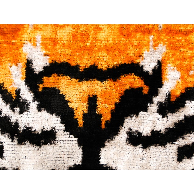 Tiger Silk Velvet Ikat Pillow Cover, Handwoven Luxury Cushion, Boho Home Decor, Unique Throw Pillow, Uzbek Textile For Sale In Philadelphia - Image 6 of 9
