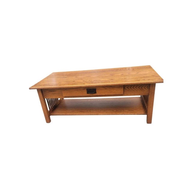 A solid Amish handcrafted Arts & Crafts style Mission Oak coffee or cocktail Table by Country View Woodworking....