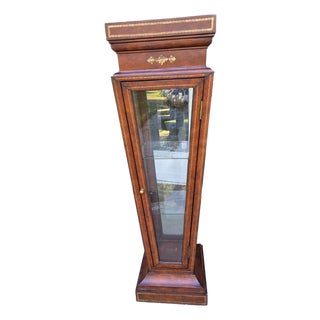 Tooled Leather Glass Display Case Curio Stand Pedestal Maitland Smith - Jacques Adnet Style For Sale