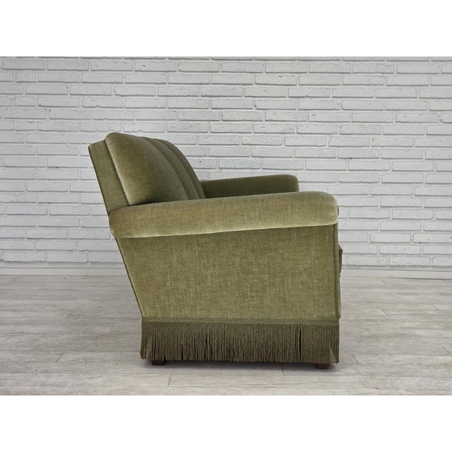 Danish 3-Seater Sofa in Green Velour and Beech, 1970s For Sale - Image 9 of 18