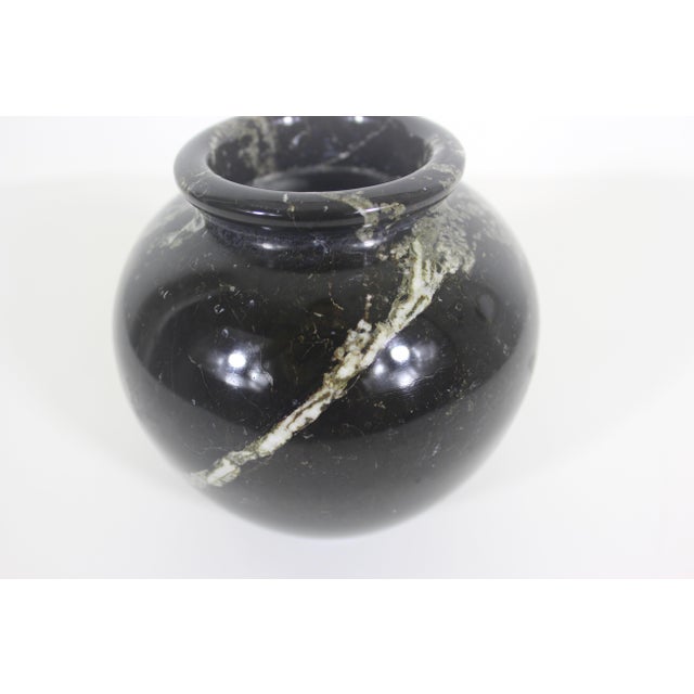 Black Vintage Black Marble Stone Vase With Veining For Sale - Image 8 of 9