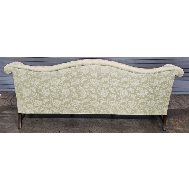 Late 20th Century Hickory Chair Mahogany Chippendale Style Sofa Green Silk Damask Fabric Made Usa For Sale In Cleveland - Image 6 of 9