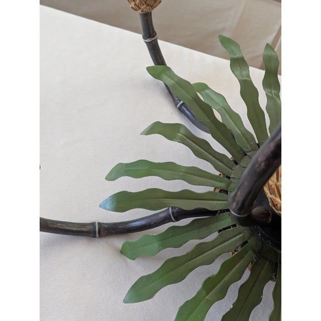 Onyx Vintage British Colonial Pineapple & Faux Bamboo Chandelier — Artist-Repainted by Anne Yates Burst, Indies Landing, Winter Park Fl For Sale - Image 8 of 16