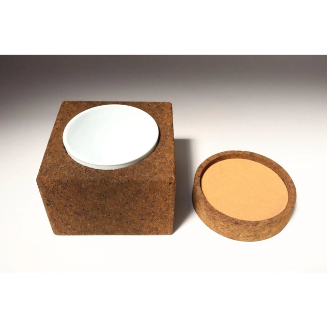 Vintage Cork Ice Bucket With Milk Glass Insert by Mort Marton - Unused With Box For Sale - Image 4 of 12