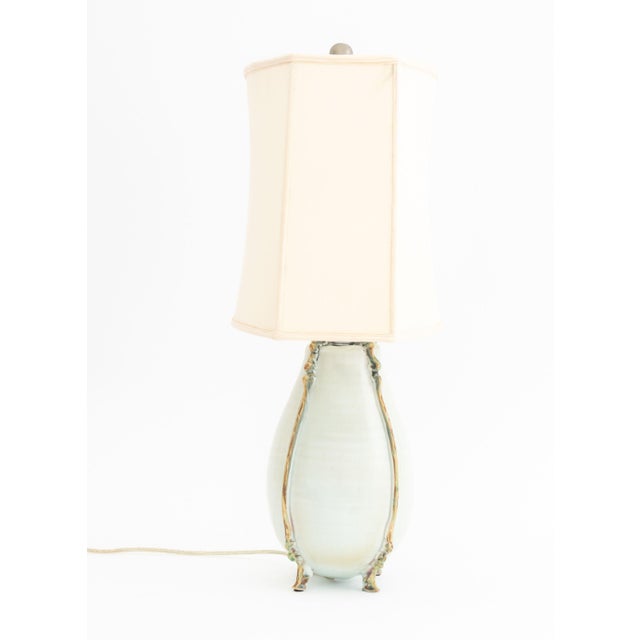 Contemporary Celadon Glazed Art Pottery Vase Mounted as a Lamp For Sale - Image 3 of 9