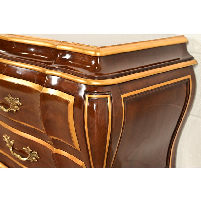 Brown Karges French Provincial Louis XV Burled Walnut and Gold Gilt Bombay Chests of Drawers, Pair For Sale - Image 8 of 16