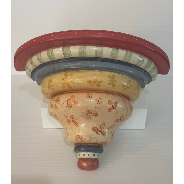 Signed Nance Aitchison 1998 Hand Painted Tuscan Wall Shelf Bracket For Sale - Image 4 of 12