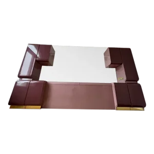 1980s Postmodern Mauve Pink Mirror Headboard Storage