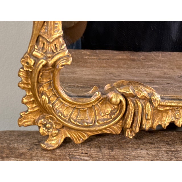 Wood Antique Chinese Chippendale Gold Gilt Wood Wall Mirror With Pagoda Crest For Sale - Image 7 of 10