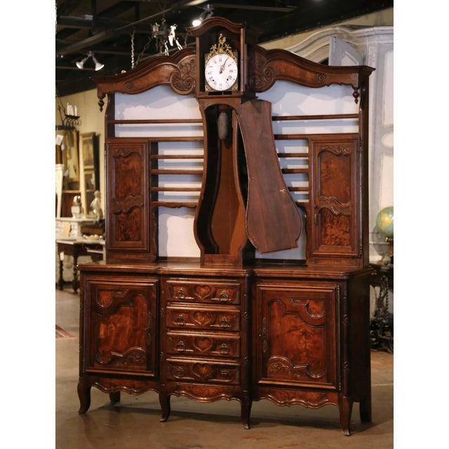 19th Century French Bressan Walnut Burl Buffet À Horloge Vaisselier For Sale - Image 11 of 12