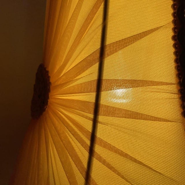 Mid-Century Modern Geometric Amber Acrylic Glass Table Lamp with Hollywood Regency Lampshade, 1960s For Sale - Image 12 of 18