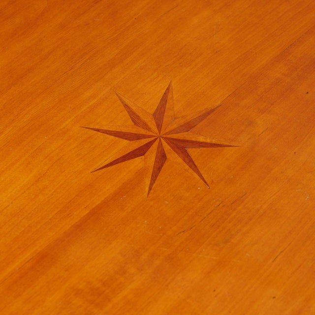 Biedermeier Style Birch Salon Table with Star Inlay, 1860s For Sale - Image 4 of 4