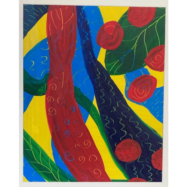 A powerful image, rich primary colors! Acrylic (I presume) and seemingly hand-painted. The frame is clearly custom-made to...