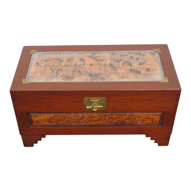 Heavy Carved Mahogany Oriental Small Chest Trunk Coffee Table Chairish