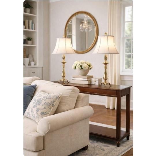 These vintage 80s-90s brass 3-legged 3-way lamps are elegant pieces that combine both functionality and style. Each lamp...