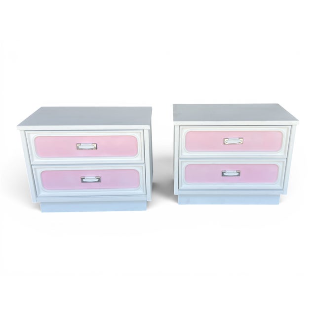 Bring a playful yet sophisticated touch to your bedroom with this beautifully restored pair of Mid-Century Modern...